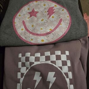 Gildan Gray and Mauve Graphic Sweatshirt Duo